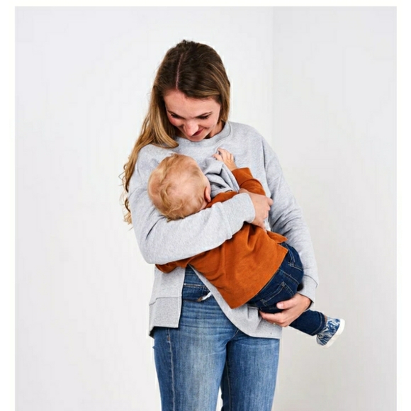 Latched Mama Sweaters - Latched Mama Deluxe crewneck pullover